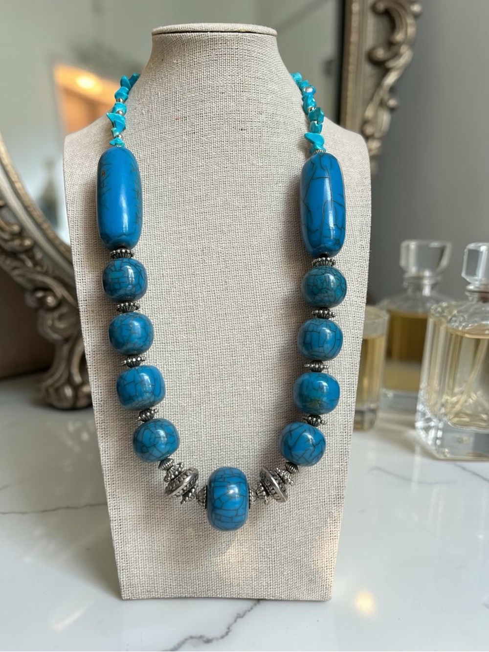 Vintage Turquoise Statement Bead Necklace